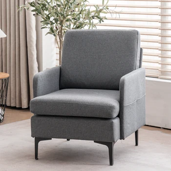 Кресло для отдыха, удобный односпальный диван, акцентное кресло для спальни, гостиной, комнаты отдыха, темно-серый РАЗМЕР 31.1*26.77*34.65 дюйм
