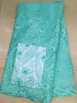 Кружевная ткань из тюля с вышивкой нового стиля с бисером, красивая французская кружевная ткань 2018 года для вечернего платья