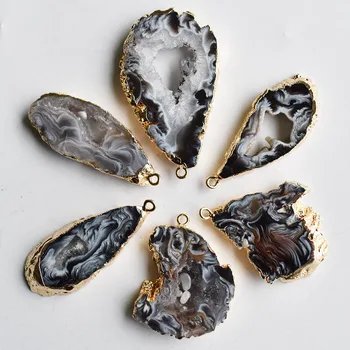 Кулон из натурального камня, Агаты, неправильной формы Кварцевая подвеска для изготовления ювелирных изделий, ожерелье 