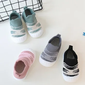 Легкая и мягкая обувь для малышей обувь для раннего обучения вязаная дышащая и нескользящая уличная носимая обувь на мягкой подошве