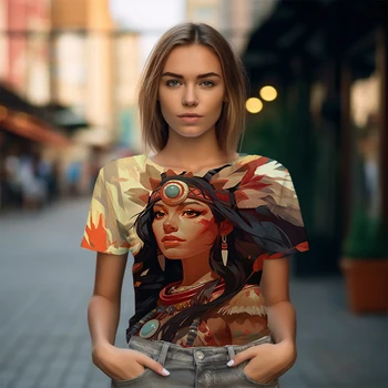 Летняя уличная ретро-футболка, свободная повседневная футболка, женская базовая футболка большого размера, модная креативная футболка с 3D-принтом