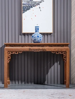 Мебель из дерева Длинный узкий стол в новом китайском стиле, Вид сбоку, алтарь из массива дерева