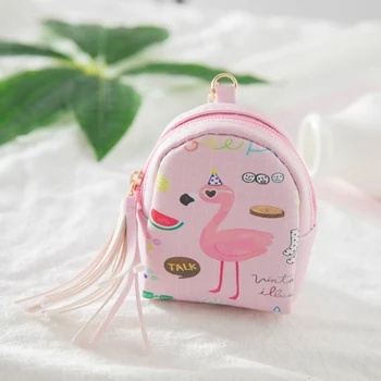 Милый женский кошелек для девочек Mini Flamingo PU Кошелек на молнии, чехол для ключей, подарочный пакет для монет, НОВЫЙ E