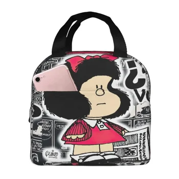 Милый ланч-бокс Mafalda для женщин, термохолодильник с мультяшным Кино, Сумка для ланча с изоляцией для еды, школьники, студенческие сумки для пикника