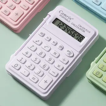 Мини-научный калькулятор, ценный студент с компьютером ярких цветов, маленький портативный раскладной калькулятор