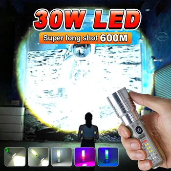 Мини Супер Яркий светодиодный фонарик Портативный USB Перезаряжаемый фонарик с боковой подсветкой Сильные магниты 8-режимный фонарь с УФ-вспышкой