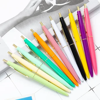 Много 100шт Пресс-Тип Многоцветной Пластиковой Ручки С Пользовательским Логотипом Доступен Простой И Свежий Студенческий Пресс-Шариковая Ручка Подарочная Ручка Оптом