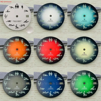 Модификация Журнала часов Циферблат с индивидуальным рисунком и надписью 28,5 мм S-образный циферблат с логотипом Подходит для механизма NH35 Черный циферблат