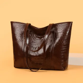 Модная женская сумка в корейском стиле в стиле ретро, большая вместительность, крокодиловый узор, сумка через плечо