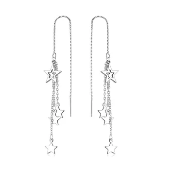 Модные женские серьги из стерлингового серебра 925 пробы, серьги с пятиконечной звездой, для женщин, длинная кисточка, наращиваемые украшения в виде звезды