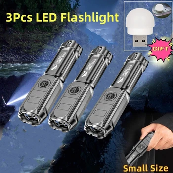 Мощный светодиодный фонарик, Гигантские Яркие тактические фонари, перезаряжаемый USB 18650, Водонепроницаемый светодиодный фонарик с зумом для рыбалки, охоты