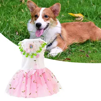 Моющаяся красивая юбка для щенков, жилет для домашних животных, рубашка, милое платье для щенков, сетка для домашней одежды