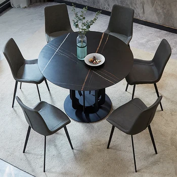 Мраморный обеденный Круглый Стол 2023 новый итальянский стиль Современный Минималистичный Свет Роскошная Мебель для гостиной