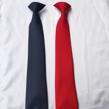 Мужская Женская студенческая простая форма с зажимом для галстука, Однотонный предварительно завязанный галстук для офиса, школы, свадебного бизнеса