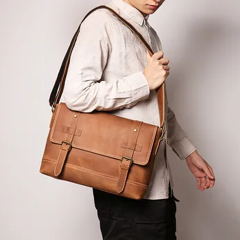 Мужская ретро-сумка через плечо большой емкости crazy horseskin сумка-мессенджер кожаная сумка-мессенджер деловая сумка для компьютера