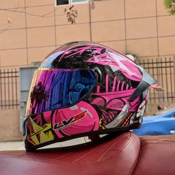 Мужские и женские мотошлемы LVS с двойными линзами, мотоциклетный Bluetooth-шлем, полнолицевые мотокроссовые шлемы
