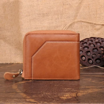 Мужской короткий кошелек с несколькими RFID-картами, винтажный кожаный кошелек для отдыха, мужской кошелек из воловьей кожи верхнего слоя