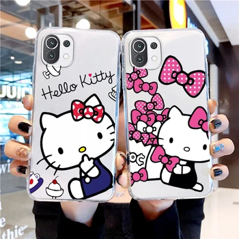Мультяшная девочка Hello Kitty для Xiaomi 13 Lite 12T 12S 12 11 Ultra 11T 10T 9 Pro 5G Прозрачный чехол для телефона Мягкая обложка