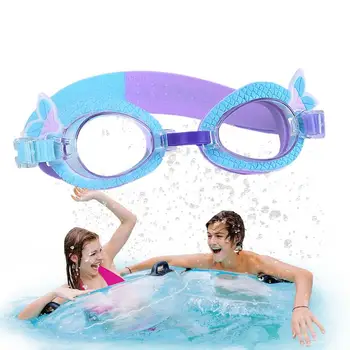 Мультяшные очки для тренировки плавания, милые водонепроницаемые очки для плавания HD для девочек и мальчиков с регулируемым силиконовым ремешком, помощник для плавания