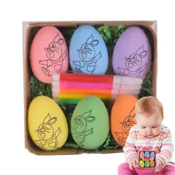 Набор для украшения пасхальных яиц, 6 шт., набор для раскрашивания яиц, набор для рисования каракулей, Набор для украшения пасхальных яиц своими руками, подарок с 6 маркерами, краска для Пасхальных яиц