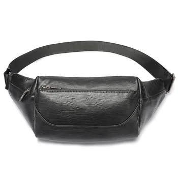 Нагрудная сумка для мужчин, сумки через плечо из натуральной кожи, черная поясная сумка для деловых поездок, боковая сумка для спорта