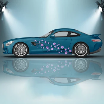 Наклейка с изображением вишневого цветка на упаковке автомобиля Боковая графическая модификация ПВХ Пользовательский рисунок Подходит для гоночных автомобилей автозапчастей для внедорожников