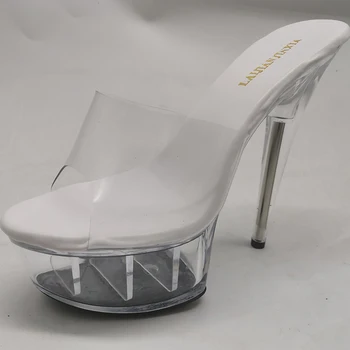 Новая верхняя модель из ПВХ 15 см / 6 дюймов, Пикантные экзотические вечерние женские тапочки на платформе и высоком каблуке, обувь для танцев на шесте K155