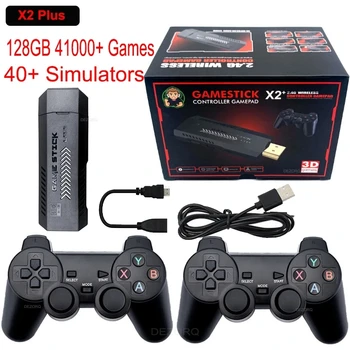 НОВАЯ Игровая Консоль X2 Plus в стиле Ретро с Выходом 4K HD Gamestick Emuelec 2.4G Беспроводные Контроллеры 3D Для PSP/PS1 40 Симуляторов Игр