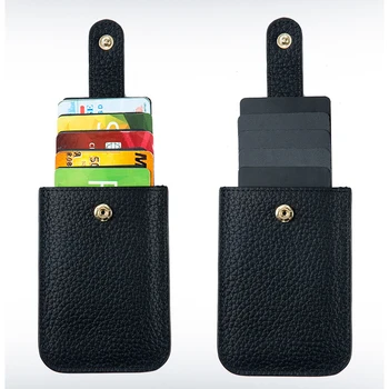 Новейшая многослойная выдвижная сумка для карт, RFID Кожаный футляр для визитных карточек, портативный ультратонкий кошелек Zero, милый футляр для визитных карточек