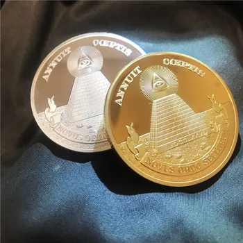 Новые Монеты Масонского вызова Доллар США Золотая/ Серебряная Монета с Пирамидой Масонское Всевидящее Око Коллекция Масонских Монет Сувенир