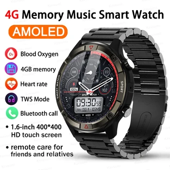 Новые мужские часы с памятью 4G, умные часы в 2023 году, Bluetooth-вызов, местная музыка, умные часы, спортивные часы для фитнеса, 1,6-дюймовый HD-экран