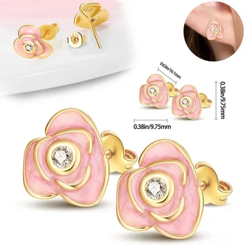 Новые серьги-кольца из стерлингового серебра 925 пробы с розово-золотыми вставками с цирконом для женщин для изготовления ювелирных изделий