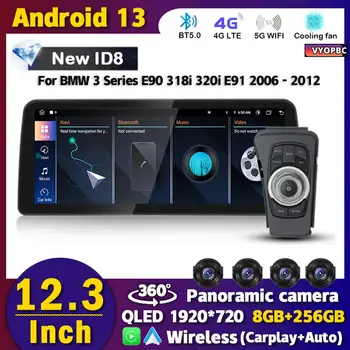 НОВЫЙ ID8 12,3-Дюймовый Android 13 Для BMW 3 Серии E90 318i 320i E91 2006-2012 Мультимедийный Автомобильный радиоплеер Carplay С автоматической навигацией
