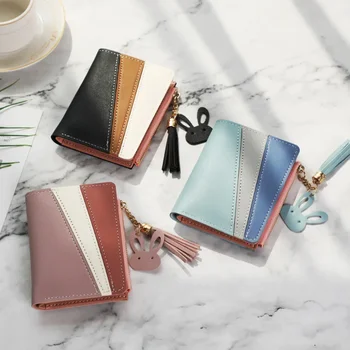 Новый кошелек Женская сумка Короткий стиль Студенческая Корейская версия Ins Мода Изменение цветового тренда Сумка для карт кошелек из искусственной кожи