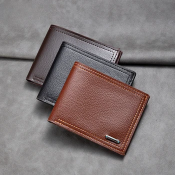 Новый мужской кошелек из искусственной кожи с коротким зажимом для мелочи в стиле ретро, большая емкость, простая мужская сумка для карт
