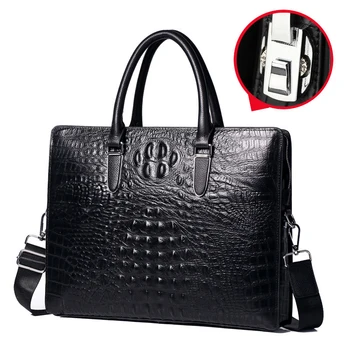 Новый роскошный деловой мужской портфель из натуральной кожи аллигатора, мужской портфель, сумка через плечо, мужская сумка для ноутбука