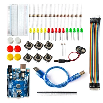 Новый Стартовый комплект для arduino UNO R3 mini Breadboard LED jumper wire button compatile
