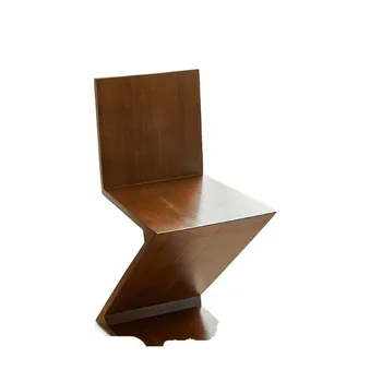 Обеденный стул со спинкой из массива дерева Lazy space дизайнерский креативный Z-образный стул ретро-копия стула для кафе Ji Jifeng