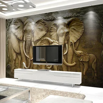 Обои на заказ 3d большая фреска с объемным золотым тиснением на фоне слона настенная живопись papel de parede 3d обои