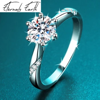 Обручальное кольцо с муассанитом 0,5-3 карата для женщин, сверкающее кольцо с бриллиантом, выращенным в лаборатории, ювелирные изделия из серебра 925 пробы