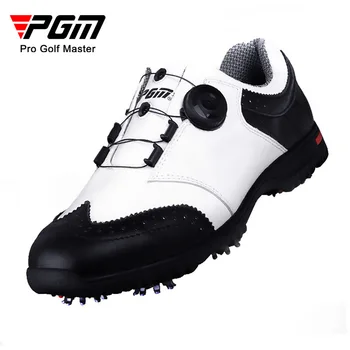 Обувь для гольфа PGM, мужские водонепроницаемые кроссовки из воловьей кожи, Мягкая кожа, вращающиеся шнурки, Спортивная обувь для тренировок на резиновой подошве