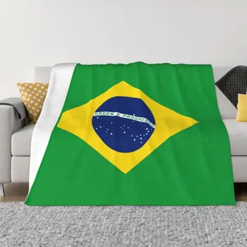 Одеяло с флагом Бразилии с 3D принтом, Мягкие фланелевые флисовые теплые одеяла для офисной кровати, Покрывала для диванов 1