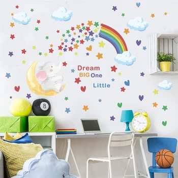 Одна маленькая мечта, Большая Радуга, наклейки starsky на стену для детской комнаты, фреска, Сказочные Мультяшные наклейки, плакат для декора детской комнаты своими руками