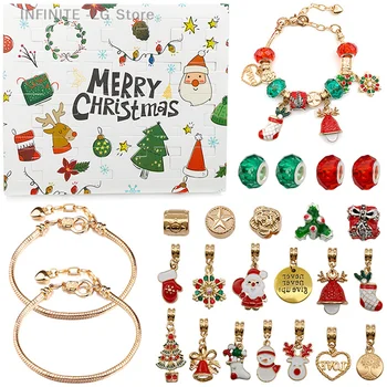 Ожерелье из 24 предметов, Рождественский Календарь обратного отсчета, Слепая коробка, Рождественский Тематический браслет 
