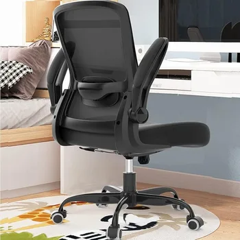 Офисное кресло, Эргономичное Рабочее Кресло с Регулируемой Поясничной поддержкой, Компьютерное кресло с Сетчатой высокой спинкой и Откидывающимися Подлокотниками-BIFMA
