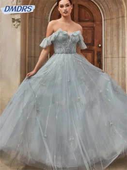 Очаровательное выпускное платье с открытыми плечами 2024, Элегантные вечерние платья с аппликацией, простое платье в пол, Vestidos De Novia