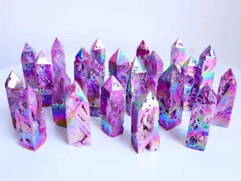 Палочка из натурального кристалла сфалерита с титановым покрытием Фиолетового Ангела Halo Energy Tower Healing 1шт