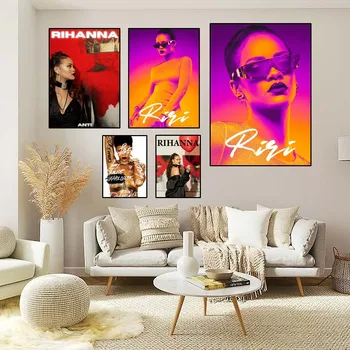Певица R-Rihanna Горячий Плакат Домашний Декор комнаты Эстетическое Искусство Настенная Живопись Наклейки