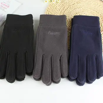 Перчатки с вышивкой буквами, Зимние перчатки, Ветрозащитные флисовые перчатки для мужчин и женщин, теплые велосипедные перчатки для езды на открытом воздухе для устойчивости