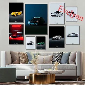 Плакат Porsche Gt3 992, Принт Автомобиля Porsche 993, Принт Автомобиля Bmw M4 F80, Спортивный Автомобиль Bmw M3 E30 Домашний Декор Холст Настенные Художественные Принты Подарок
